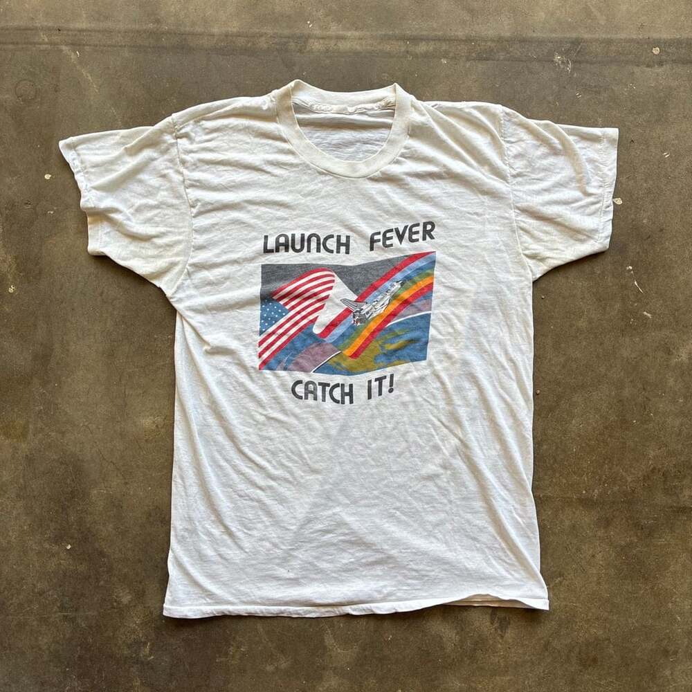 1980’s Vintage Launch Fever Catch It Graphic T-Shirt White single stitch